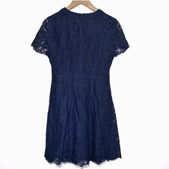 Madewell Navy Blue Lace Floral Sheer Sleeves Dress - Picture 5 of 7